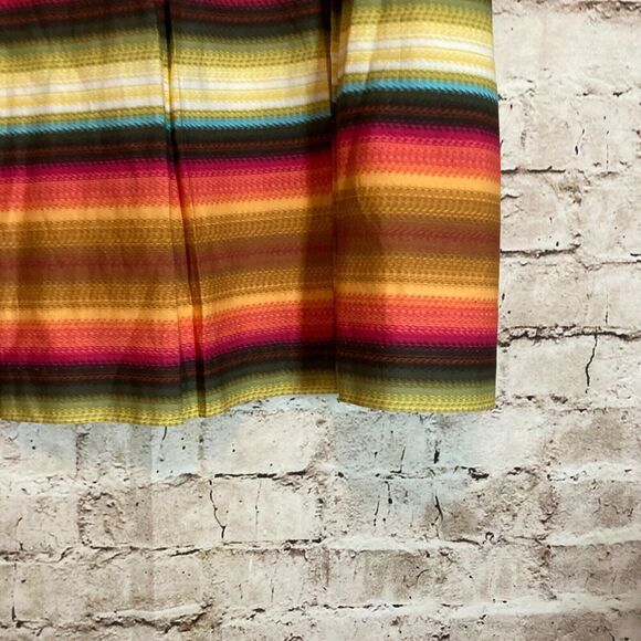 Talbots Skirt Womens 18 Rust Orange Striped Flared Pleat Front Cotton Plus Zip - Picture 11 of 13